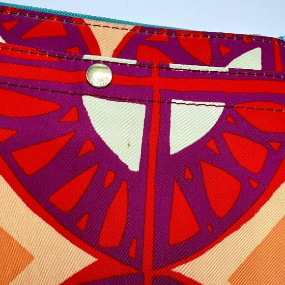 Fossil Key-Per Zip Around Wristlet Raspberry Print Pink/Orange/Turquoise SL4522 - Picture 4 of 9